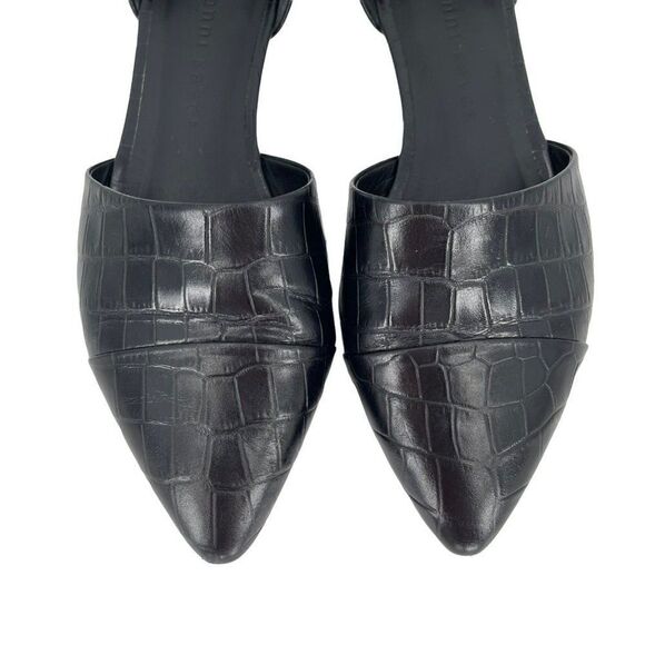 Jenni Kayne Textured Croc Embossed Leather D'Orsay Fats Shoes Black Women 37 - Picture 3 of 11